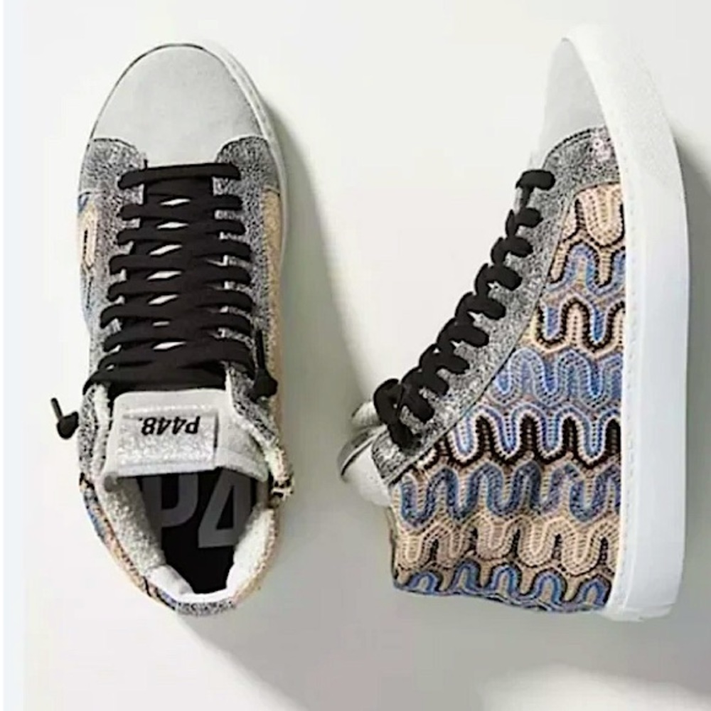 P448 High top metallic sneakers